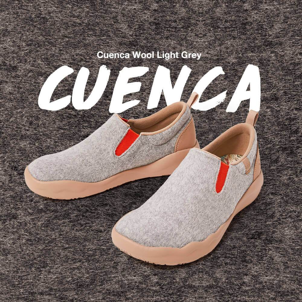 UIN Footwear Women Cuenca Light Grey Wool Women-US Local Delivery Canvas loafers
