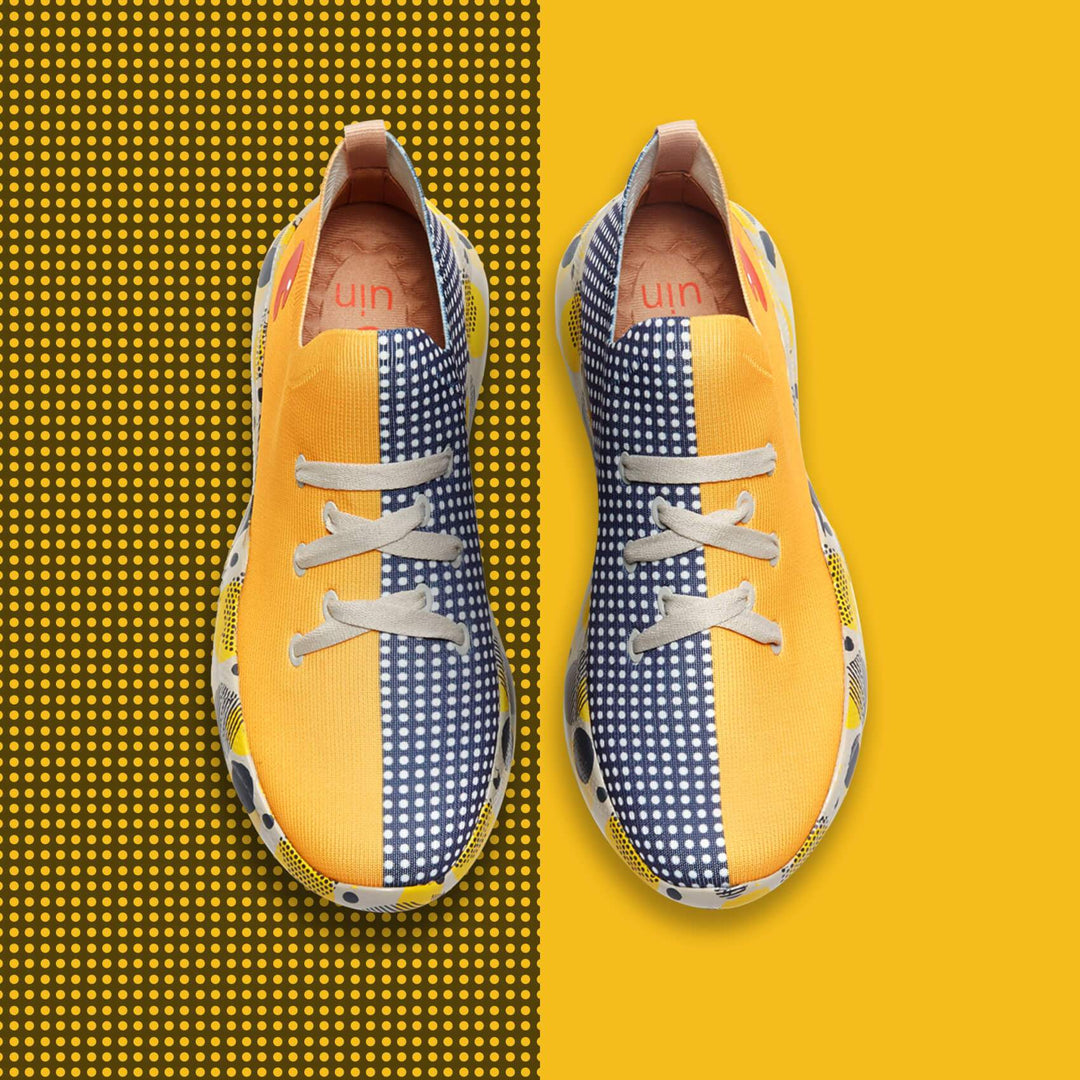 UIN Footwear Women Grey & Yellow Mijas Women-US Local Delivery Canvas loafers