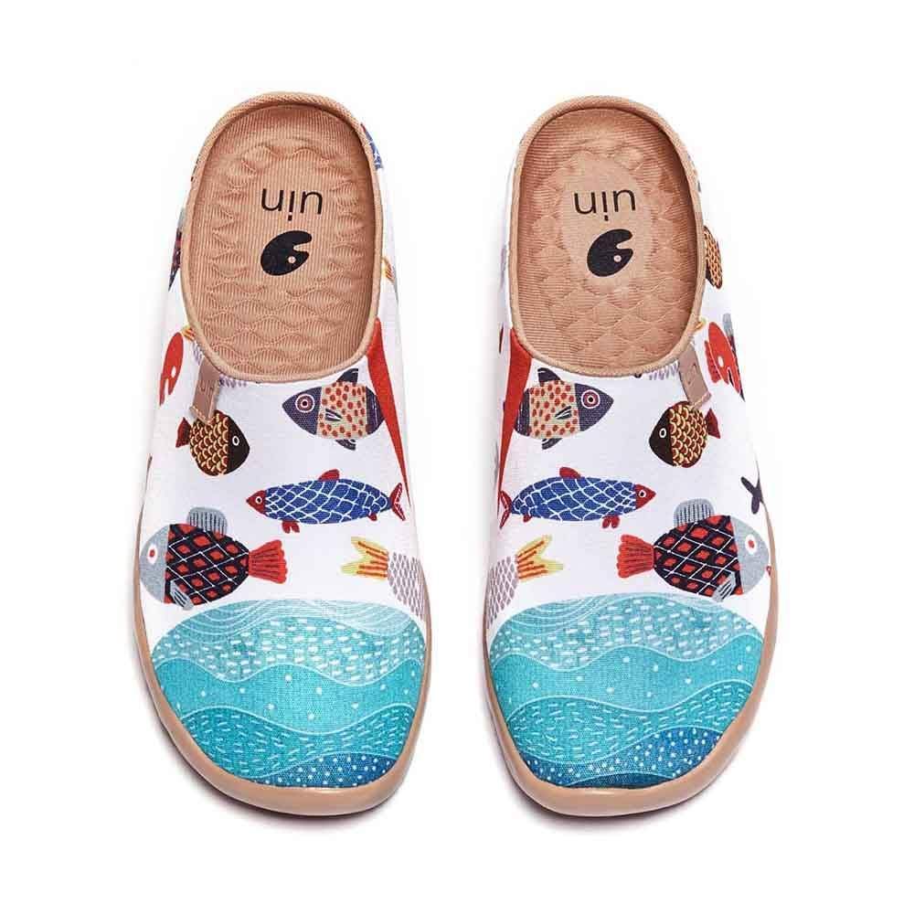 Happy Fish Women Slipper Women Art Painted Canvas Shoes | UIN Footwear ...