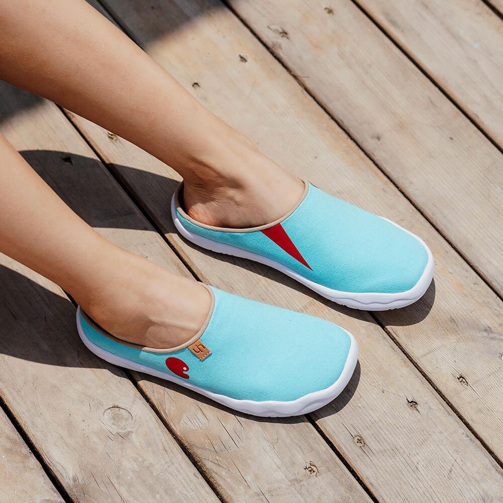 UIN Footwear Women Marbella Blue Slipper Canvas loafers