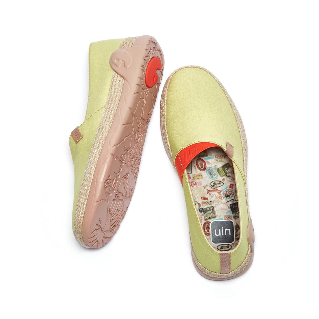 UIN Footwear Women Marbella Pale Green Canvas loafers