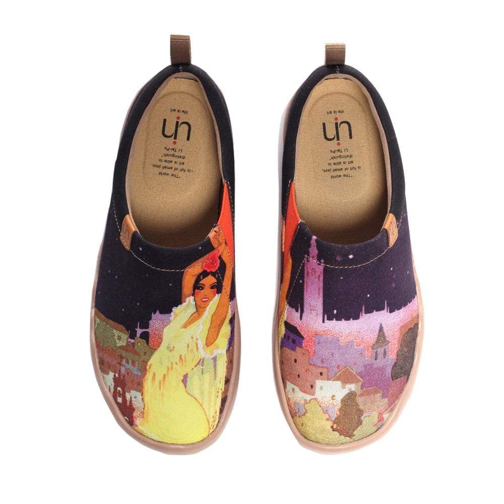 UIN Footwear Women Midnight Princess Painted Shoes for Lady Canvas loafers