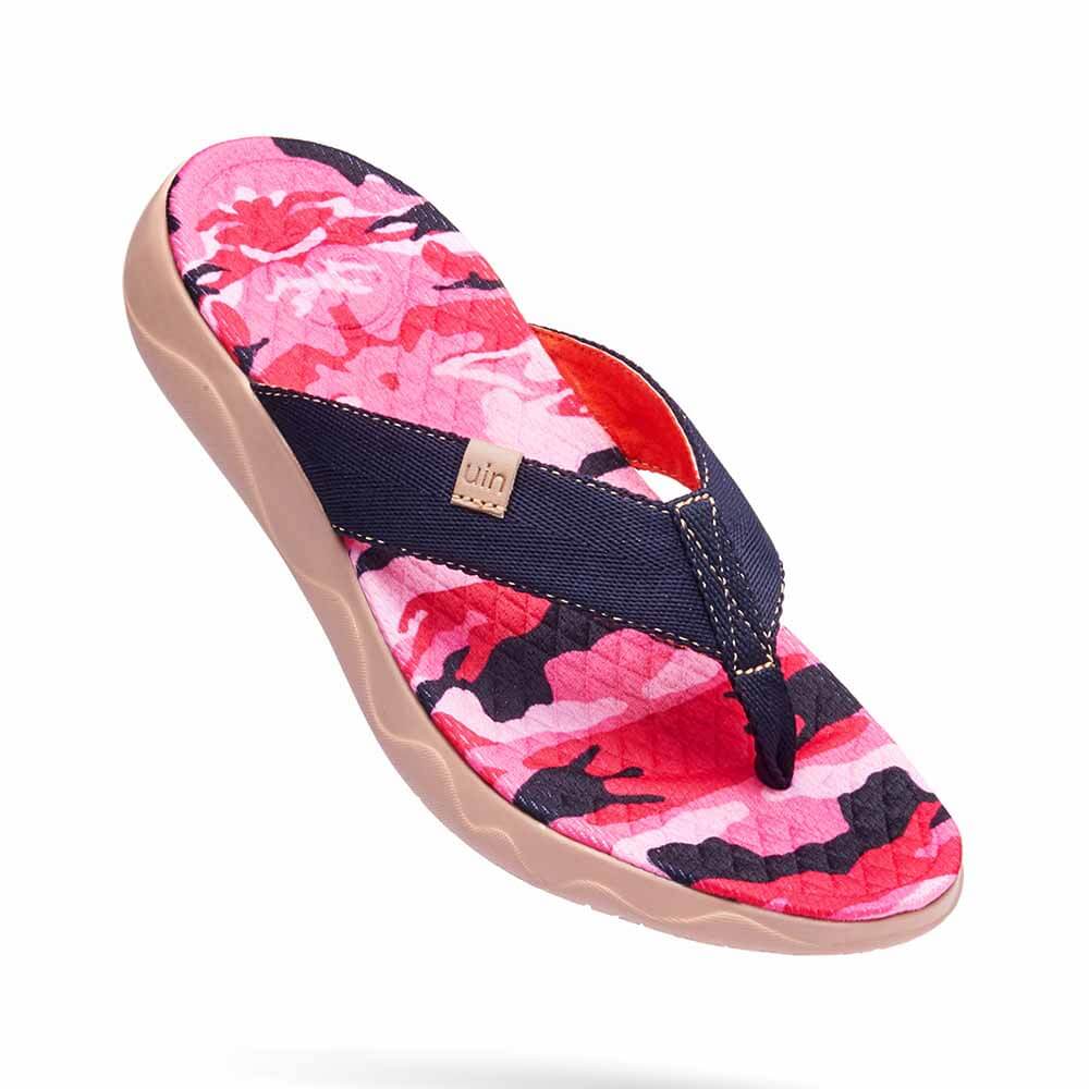 UIN Footwear Women Pink Cherry Women Majorca Flip Flops Canvas loafers