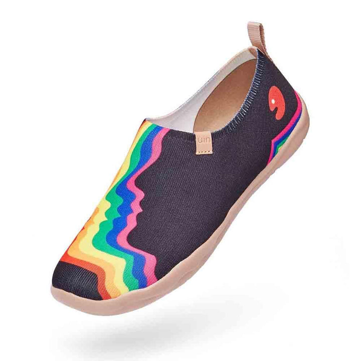 UIN Footwear Women Rainbow Love Black Women Canvas loafers