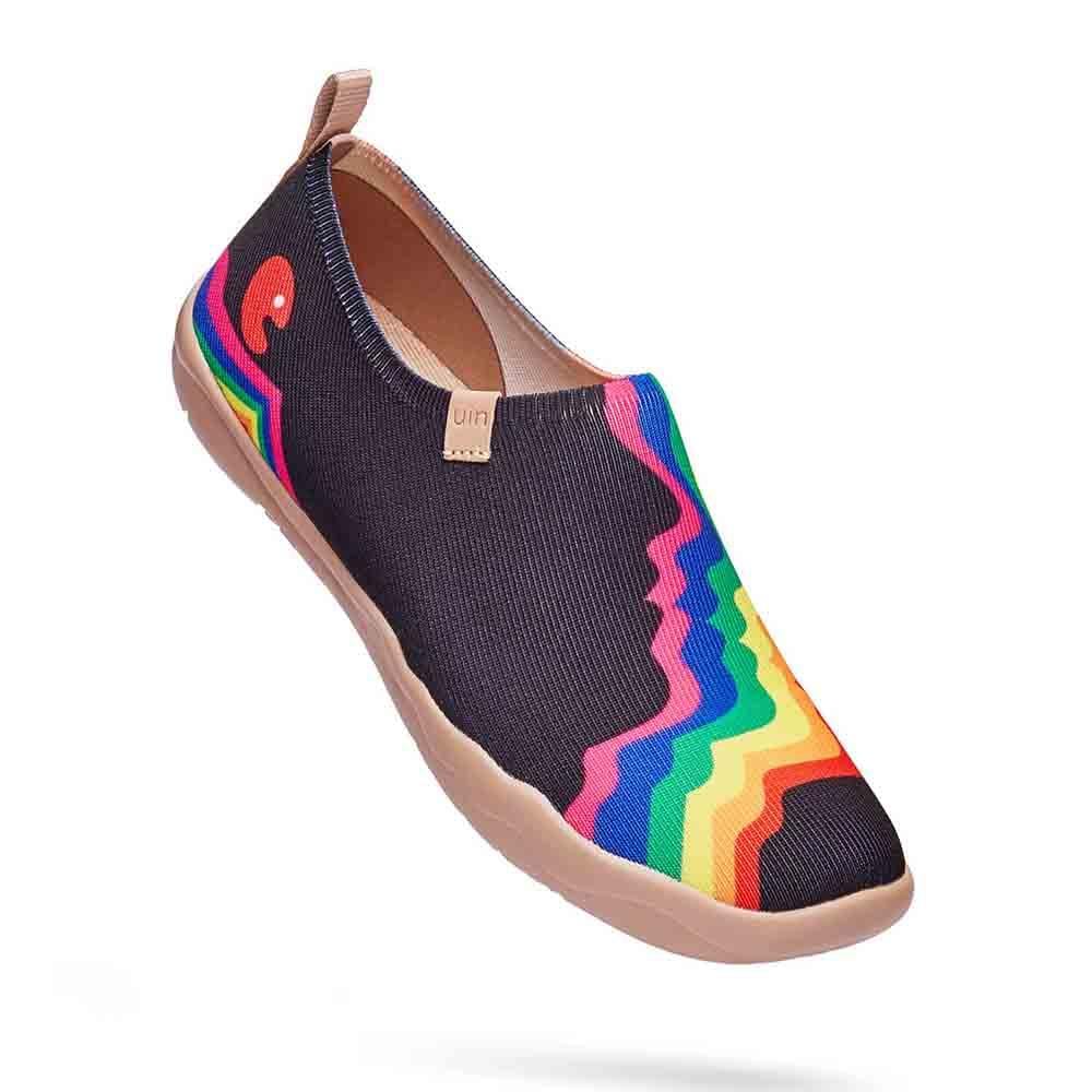 UIN Footwear Women Rainbow Love Black Women Canvas loafers