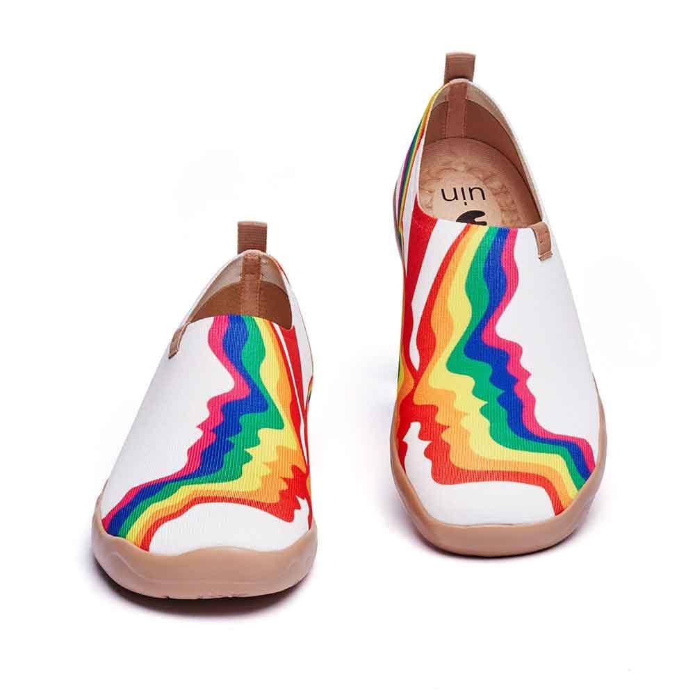 UIN Footwear Women Rainbow Love White Women Canvas loafers