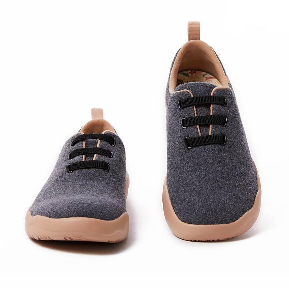 UIN Footwear Women Segovia Deep Grey Wool Lace-up Shoes Women Canvas loafers