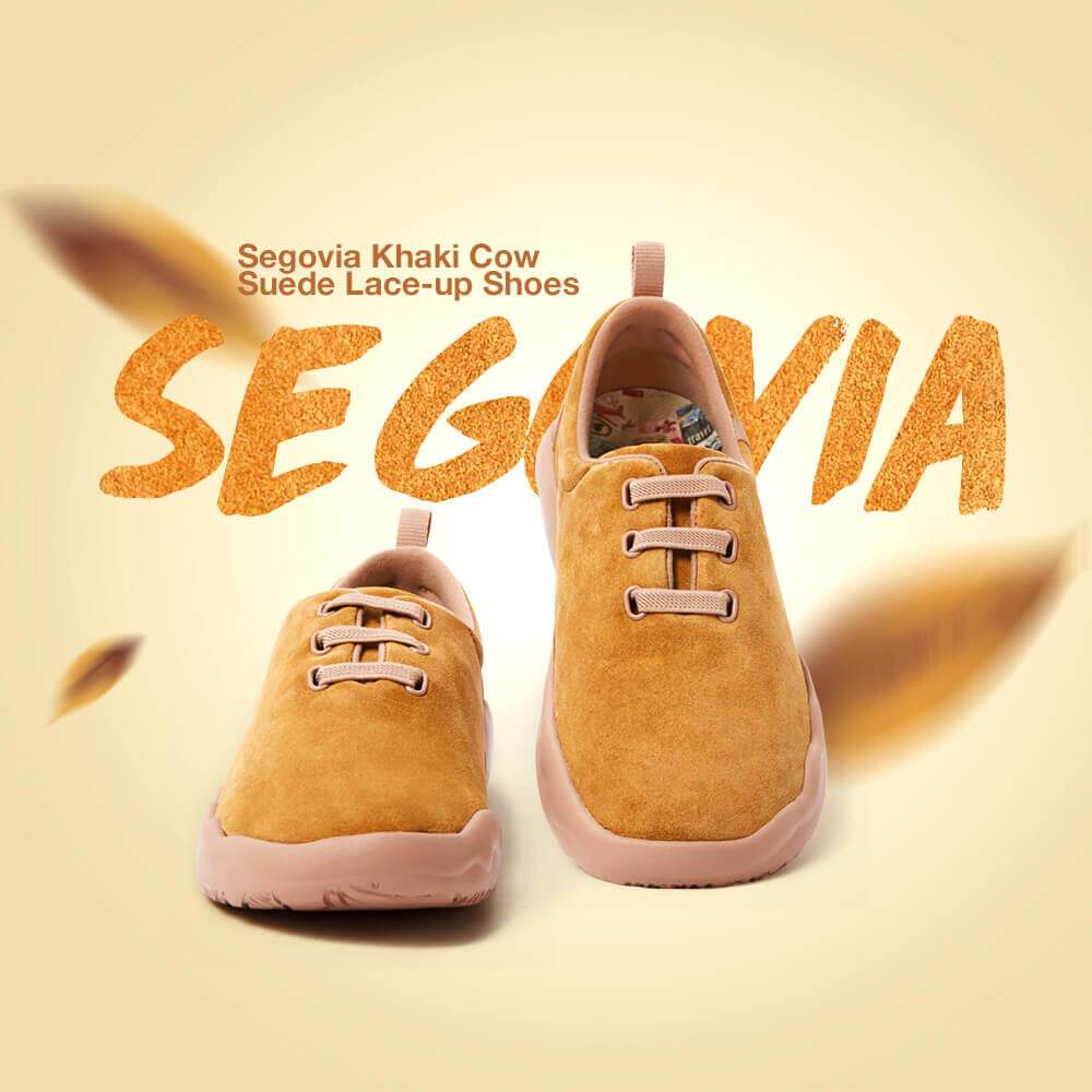 UIN Footwear Women Segovia Khaki Cow Suede Lace-up Shoes Women Canvas loafers