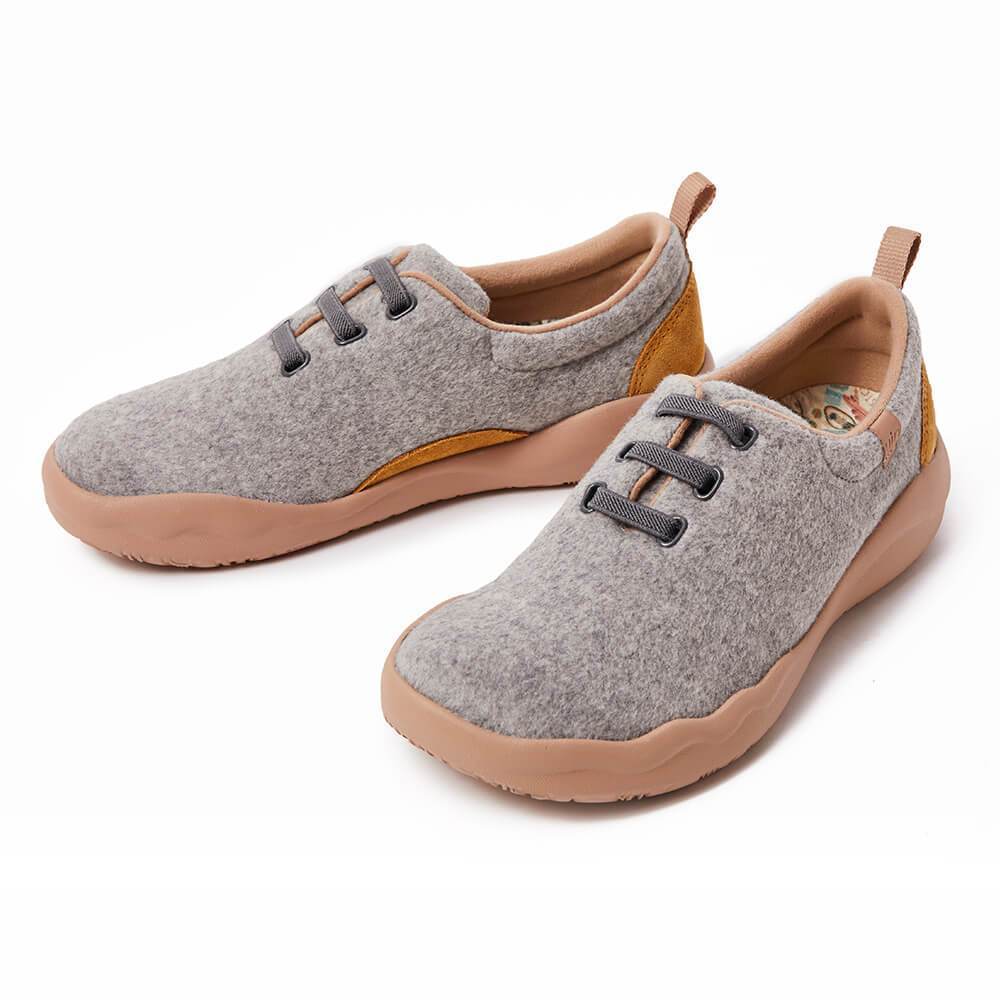 UIN Footwear Women Segovia Light Grey Wool Lace-up Shoes Women Canvas loafers