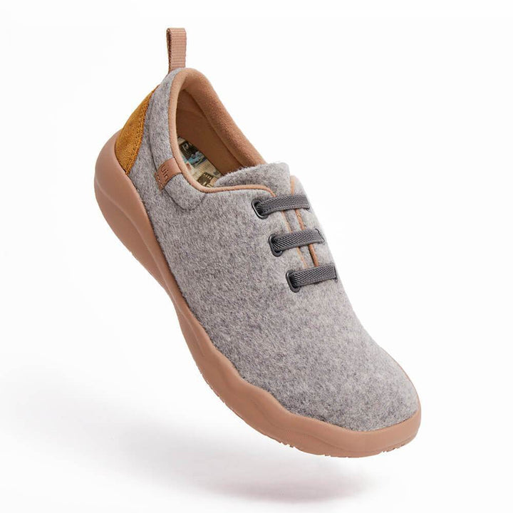 UIN Footwear Women Segovia Light Grey Wool Lace-up Shoes Women-US Local Delivery Canvas loafers