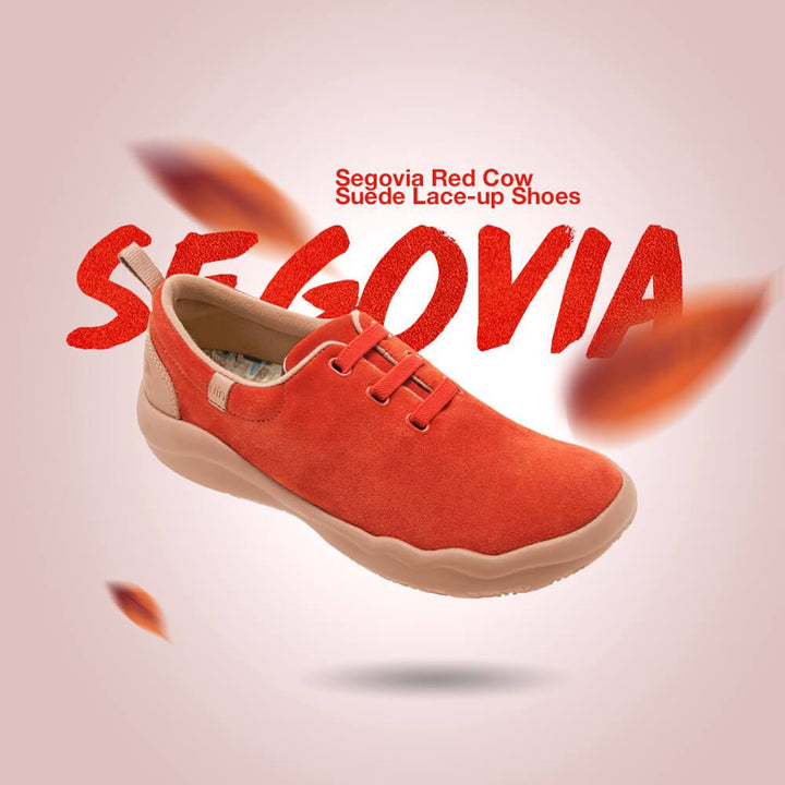 UIN Footwear Women Segovia Orange Red Cow Suede Lace-up Shoes Women Canvas loafers