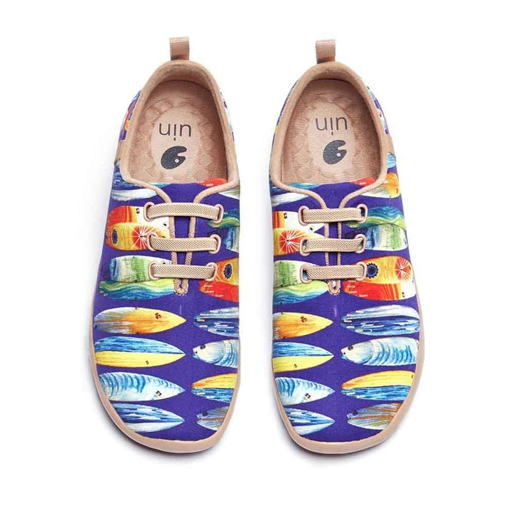UIN Footwear Women Shark or Surfboard Canvas loafers