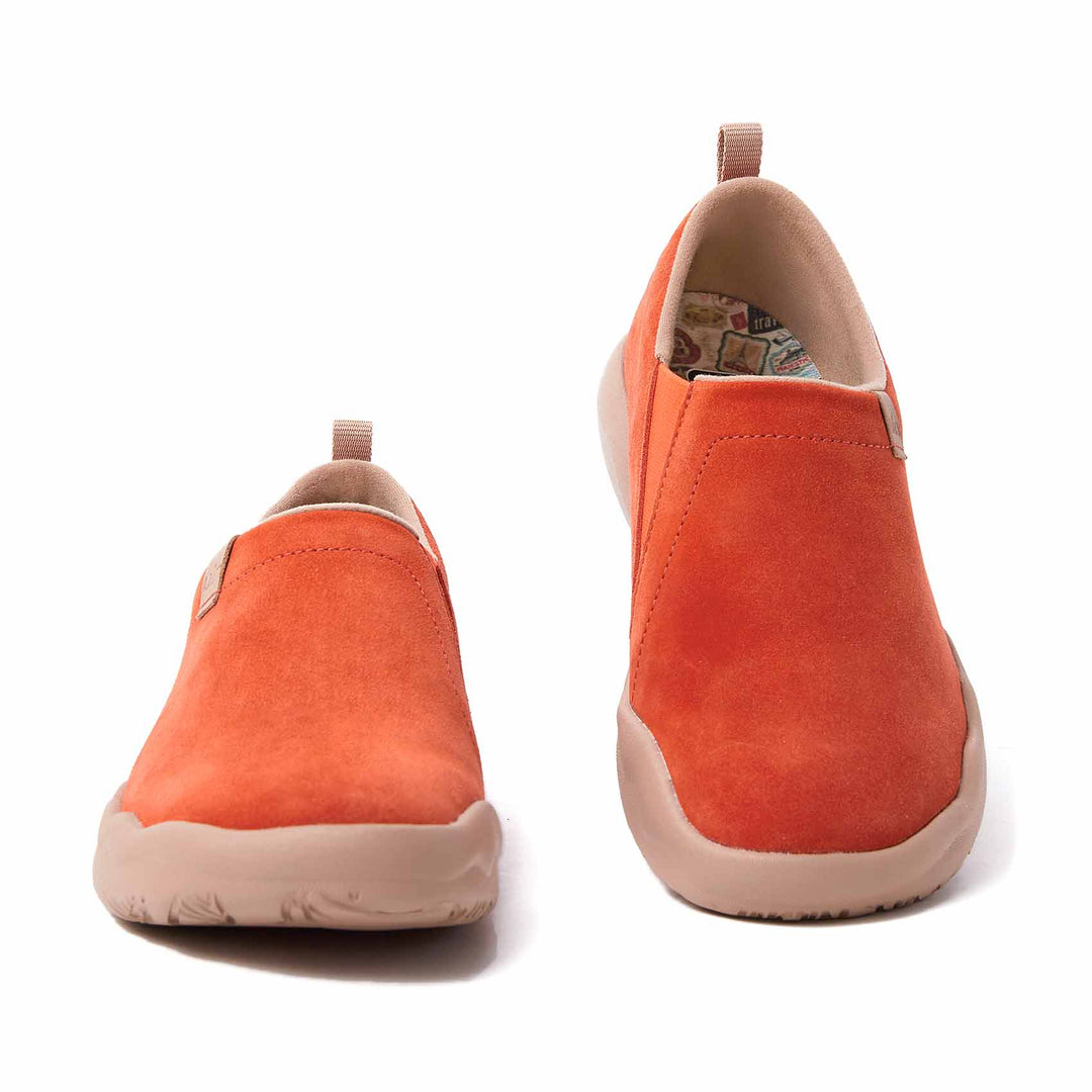 UIN Footwear Women Toledo II Orange Red Cow Suede Women Canvas loafers