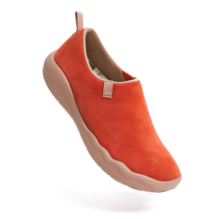 UIN Footwear Women Toledo II Orange Red Cow Suede Women Canvas loafers