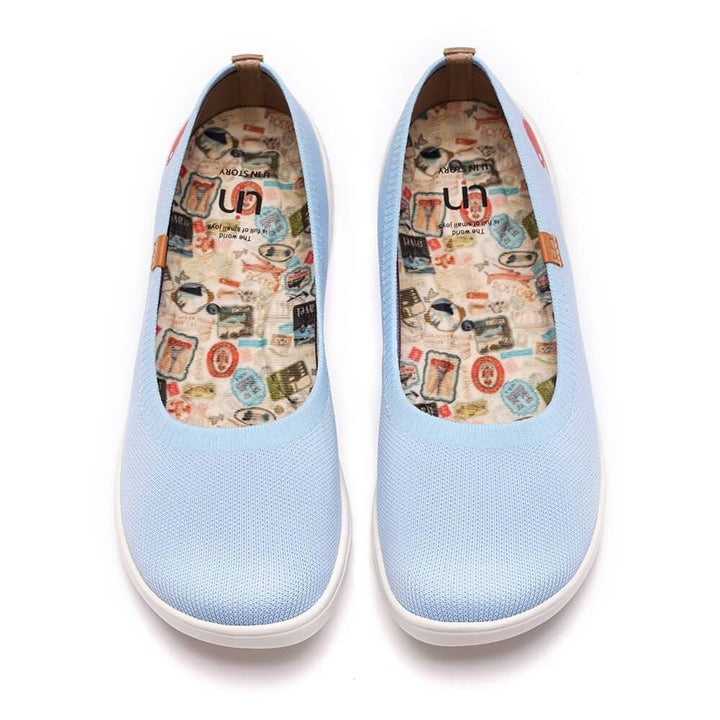 UIN Footwear Women Valencia Knitted Light Blue Canvas loafers