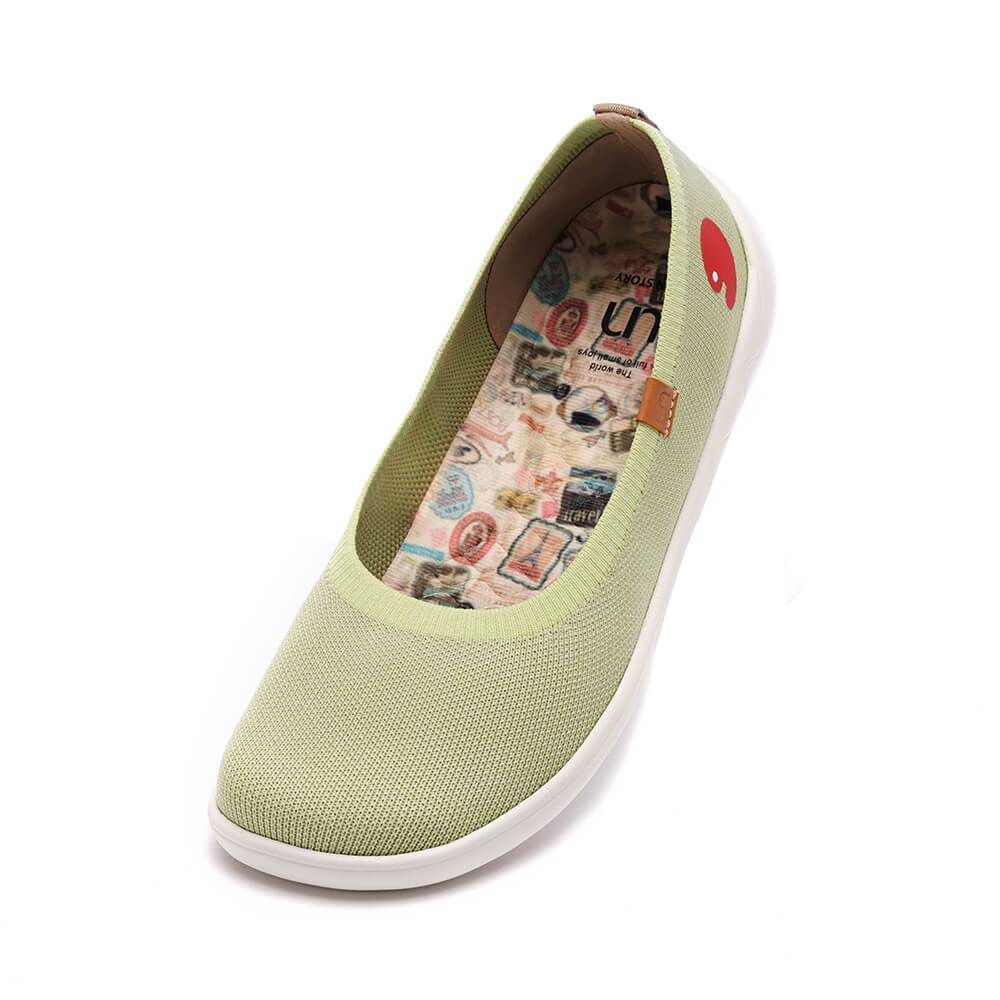 UIN Footwear Women Valencia Knitted Light Green Canvas loafers