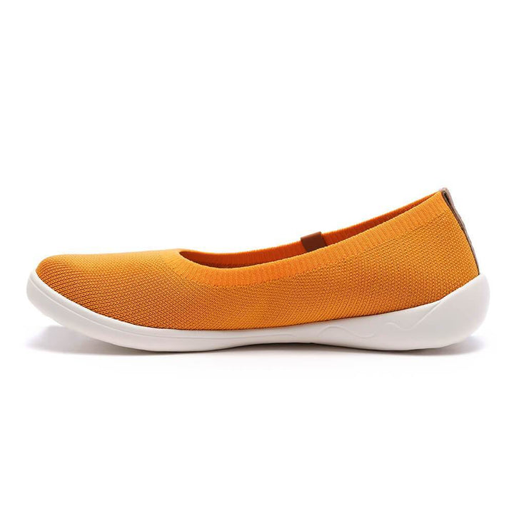 UIN Footwear Women Valencia Knitted Orange Canvas loafers