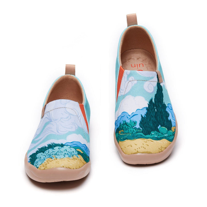 UIN Footwear Women Van Gogh Wheatfield with Cypresses Women Canvas loafers